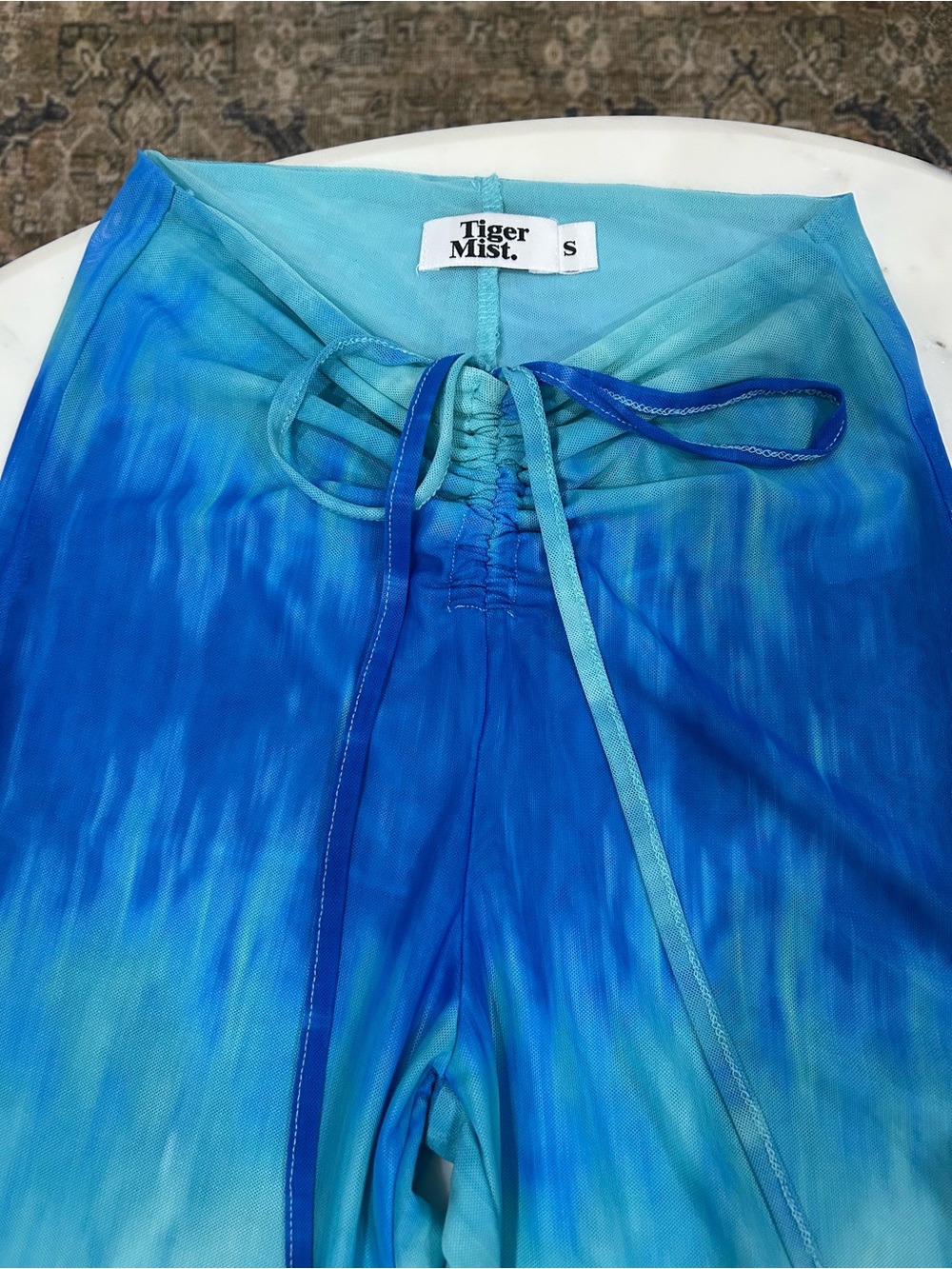 Tiger Mist Blue Tie-Dye V-Waist Pants - Picture 5 of 5